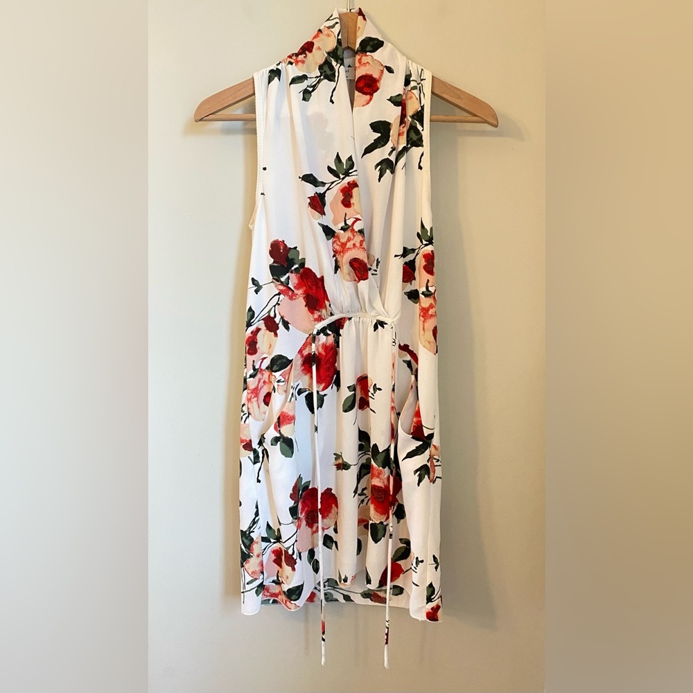 Wilfred floral Sleeveless draped V-Neck Dress - Picture 2 of 11